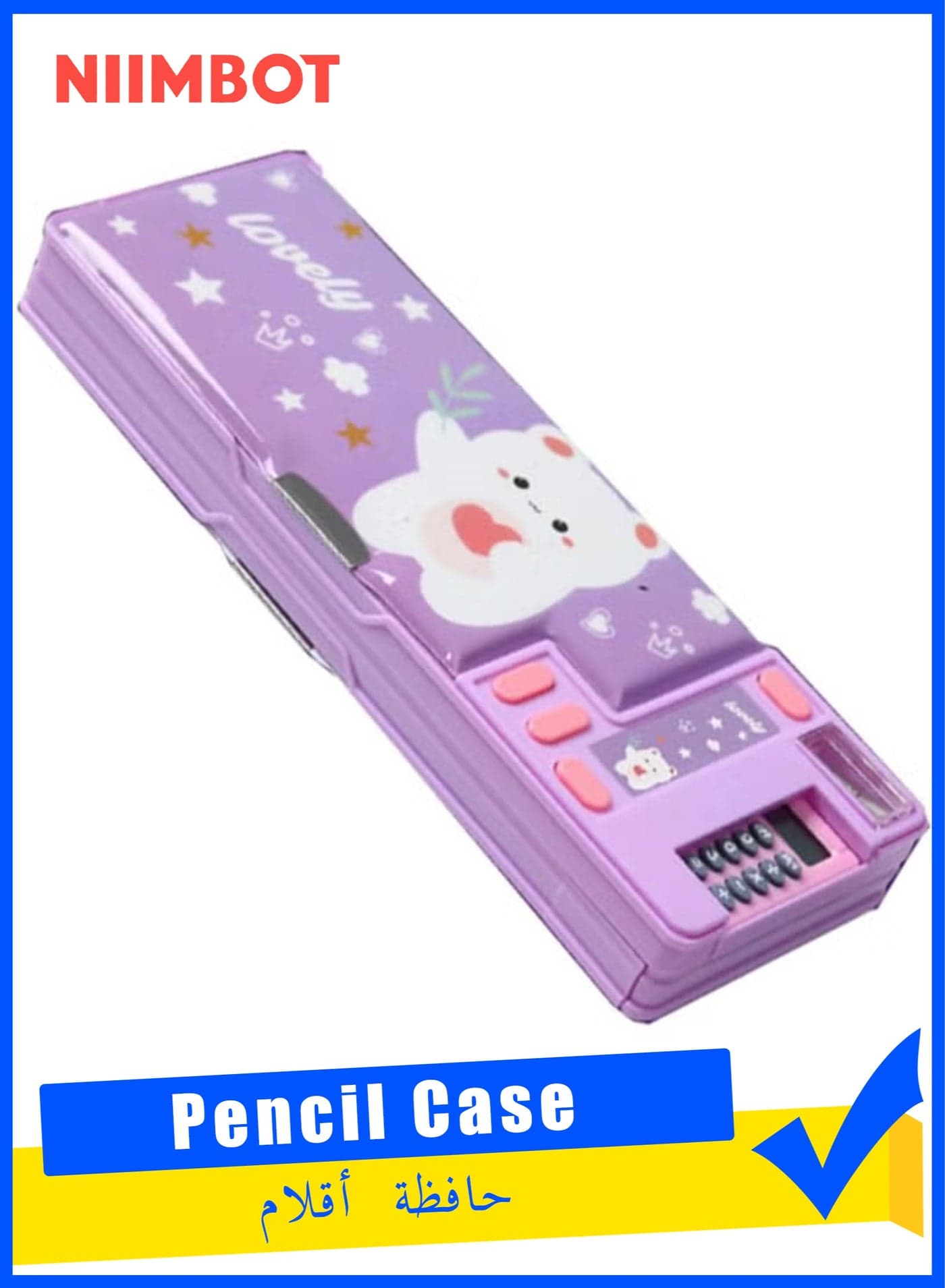Upgrade Pop Up Multifunction Pencil Case for Kids, with Calculator Sharpener Cute School Supplies Multifunction Stationery Organizer Space Gift for Kids Teens Purple