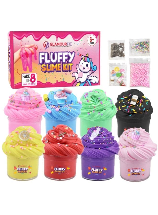 Fluffy Butter Slime Kit for Kids - Non-Sticky, Glossy & Scented Cloud Slime for Girls & Boys - Perfect for Party Favors & Stress Relief Toys for Girls 8x100ML
