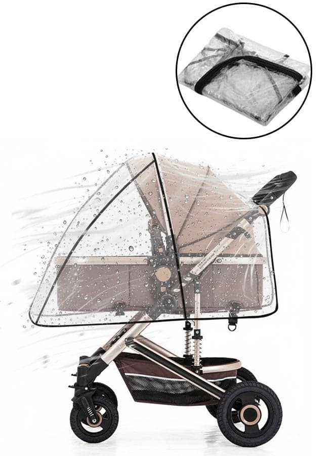 Stroller Rain Cover, Transparent Weather Shield for Baby Strollers, Universal Waterproof Rain Cover, Travel-Ready Rain Cover Protects from Wind Snow, Dust & Insects