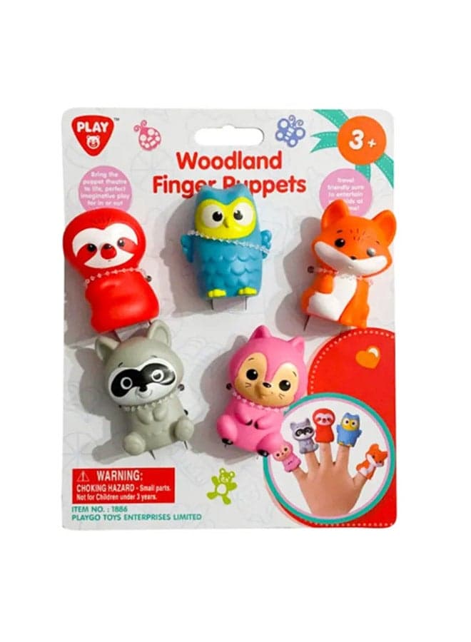 Playgo Woodland Finger Puppets – 5 Piece Soft Animal Playse