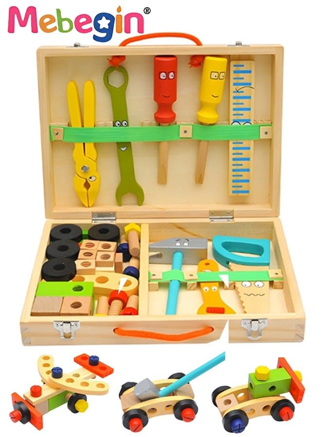 Portable Simulation Toolbox Kit, Woodworking Tools Toys, Pretend Play Tool Kits, Non-toxic Construction Role Play Toys, Suitable for Role-playing, Educational Learning, Great for Family Gatherings, Indoor and Outdoor Activities