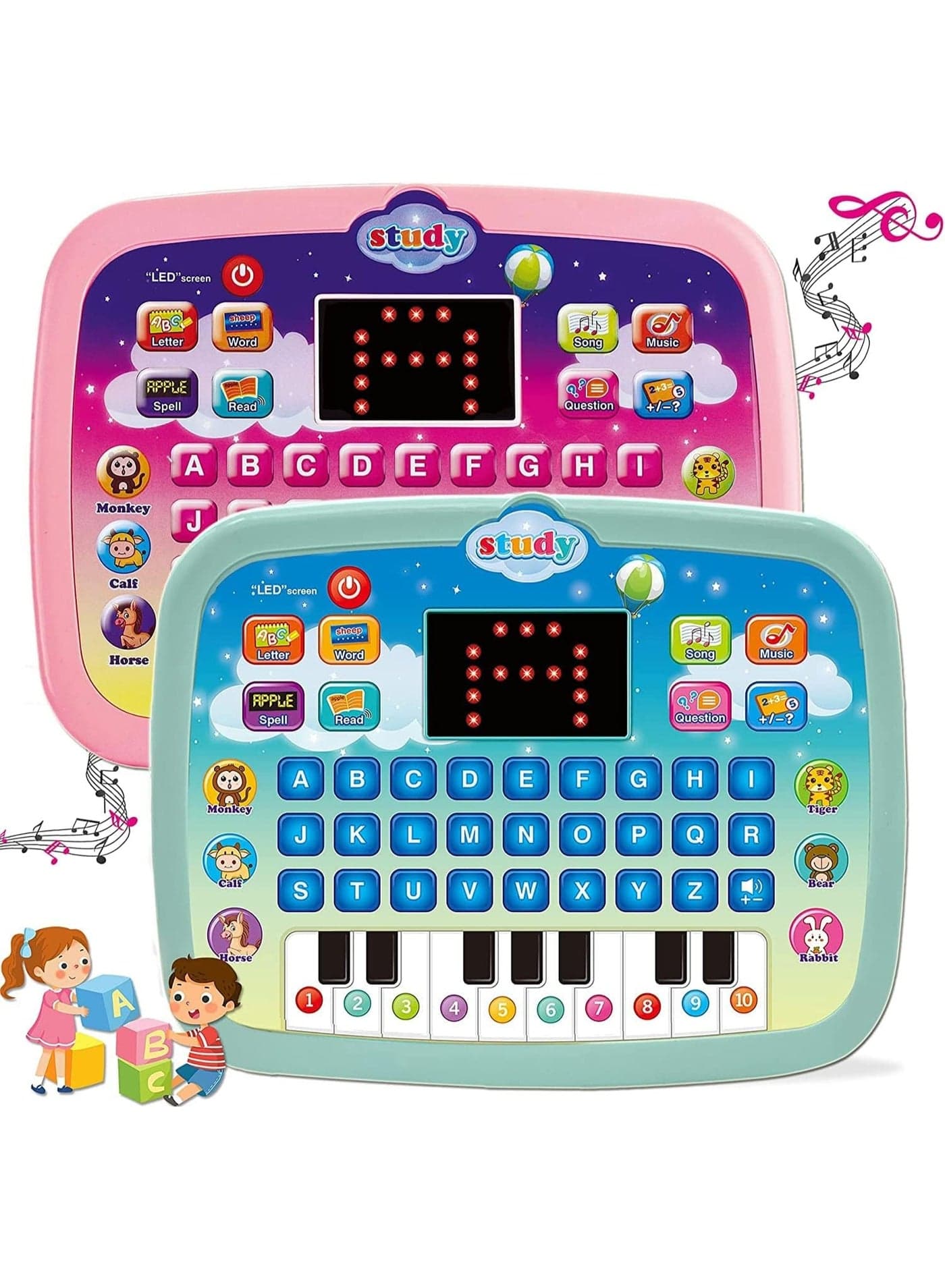Kids Educational Computer Toy, Electronic Learning System with Interactive Games, Letters, Numbers & Music, Early Learning & Education Toy for Children