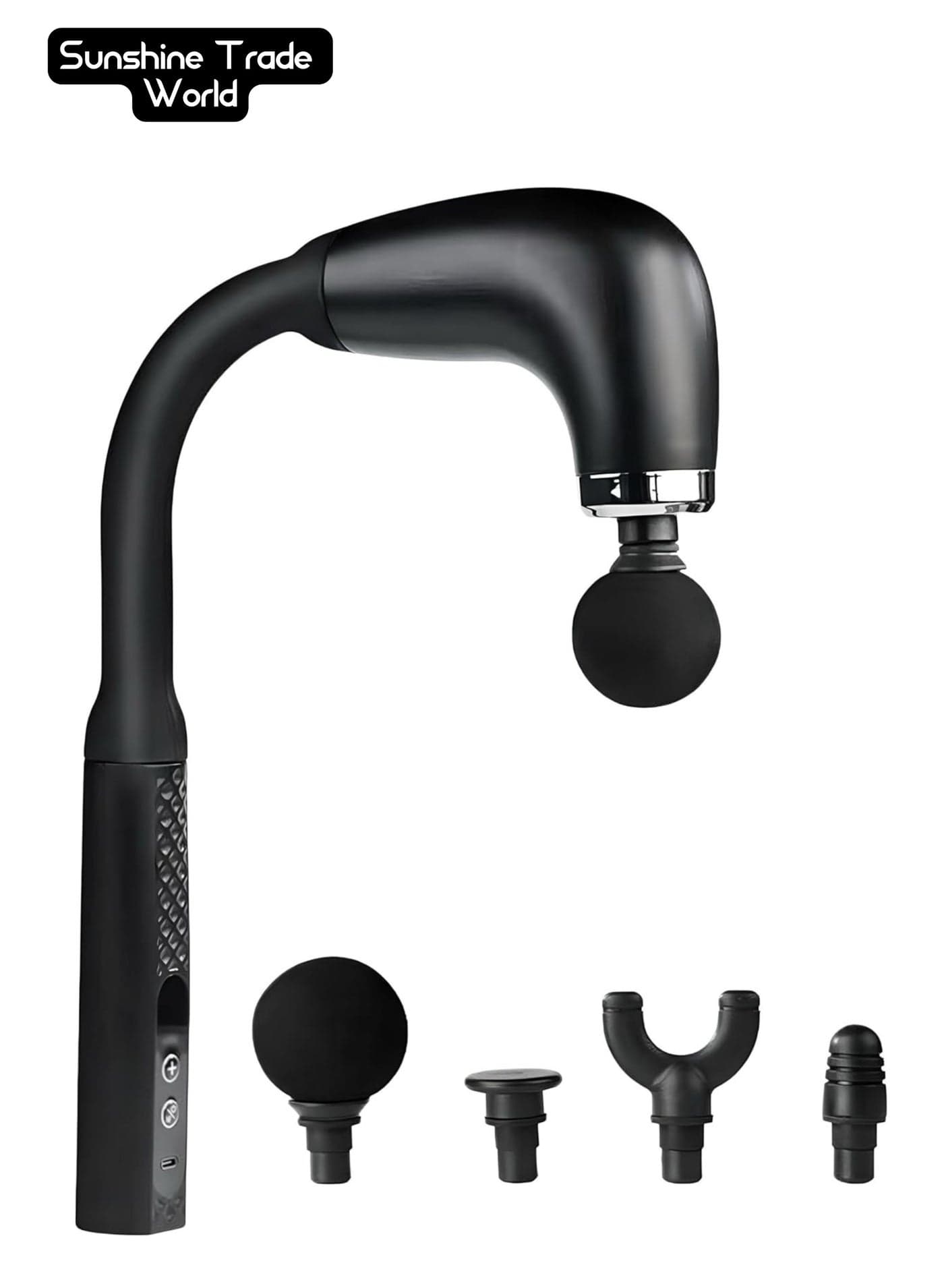 Revolutionary U-Shaped Massage Gun with Extension Handle | Deep Tissue Percussion Massager for Full Body Pain Relief | 9-Speed, 9 Modes, 4 Heads, LCD Display, Type-C Rechargeable – Ideal for Athletes, Office, Home & Travel