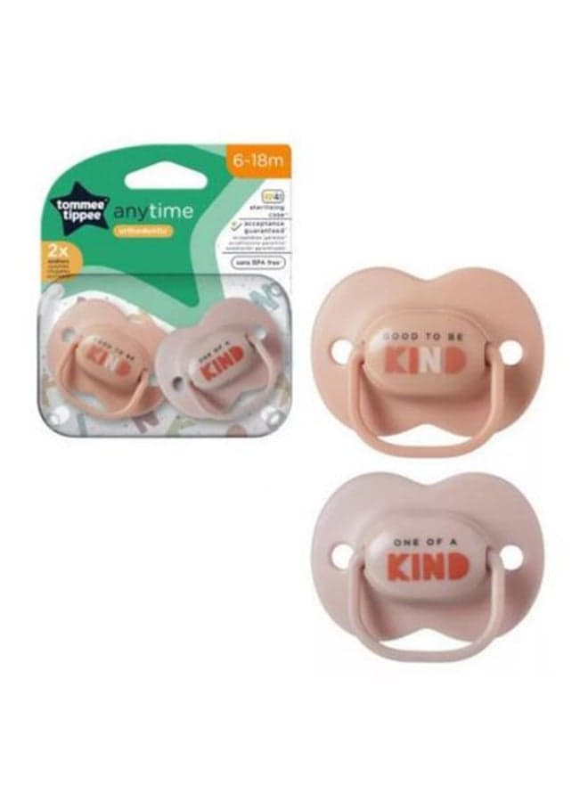 Pack Of 2 Anytime Soothers With Sterliser Box, 6-18 Months (Assorted)