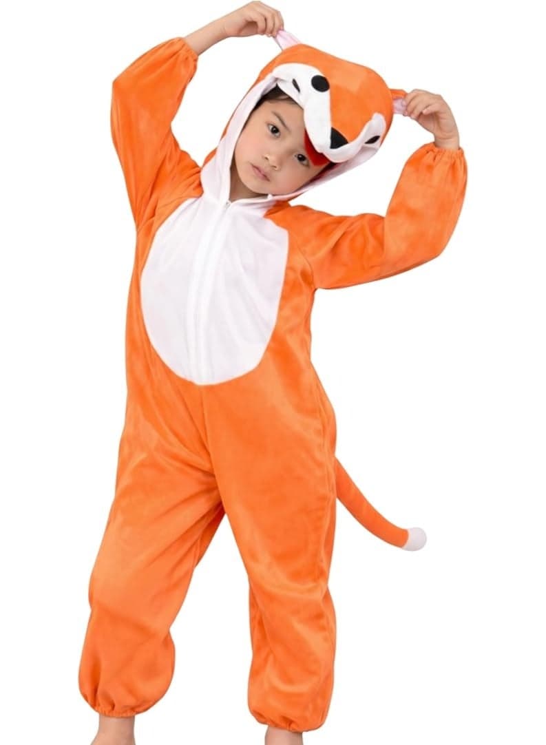 Brain Giggles Fox Animal Plush Costume Design Halloween Carnival Party Jumpsuit for Kids Boys & Girls Large