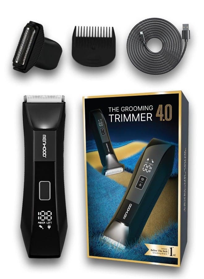 MENHOOD Grooming Trimmer 4.0 | Full Body & Trimmer with Dual Head Foil Technology | Best Trimmer & Body Shaver for Men with Waterproof IPX7 Technology | USB-C Fast Charging | 150 Min Runtime | 4000k LED Spotlight & Power Status Display