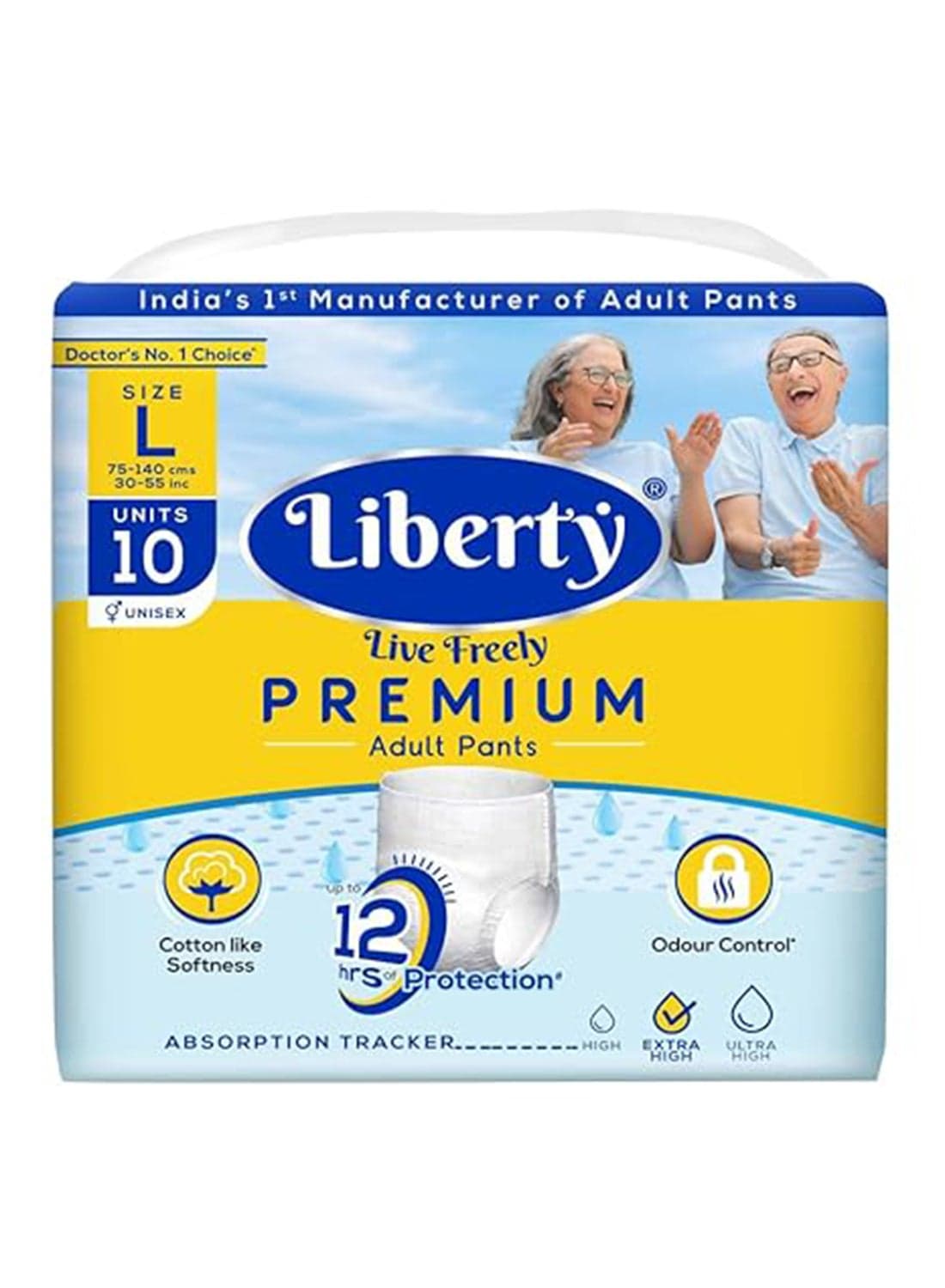 Adult Diaper Pants Large 10 Pcs Pack 75-140 Cms 30-55 Inches