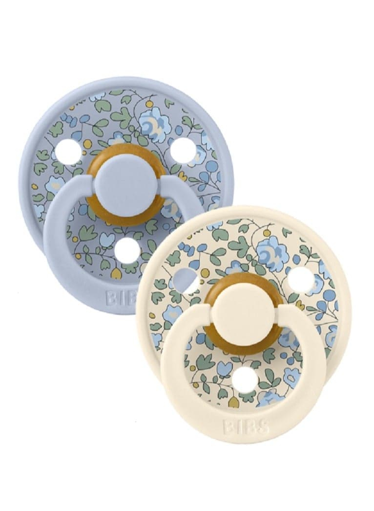 BIBS Pacifier DeLux (Latex) Baby 2-piece - Eloise White/Blue