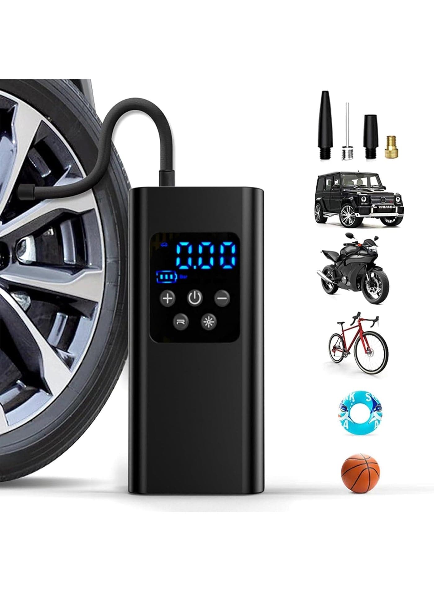 Car Air Pump, 150PSI Portable Tire Inflator Portable Air Compressor with LED Light, 4 Preset Inflation Modes Air Pump for Car Motocycle,Bike Pump,Ball Pump (6000mAh)