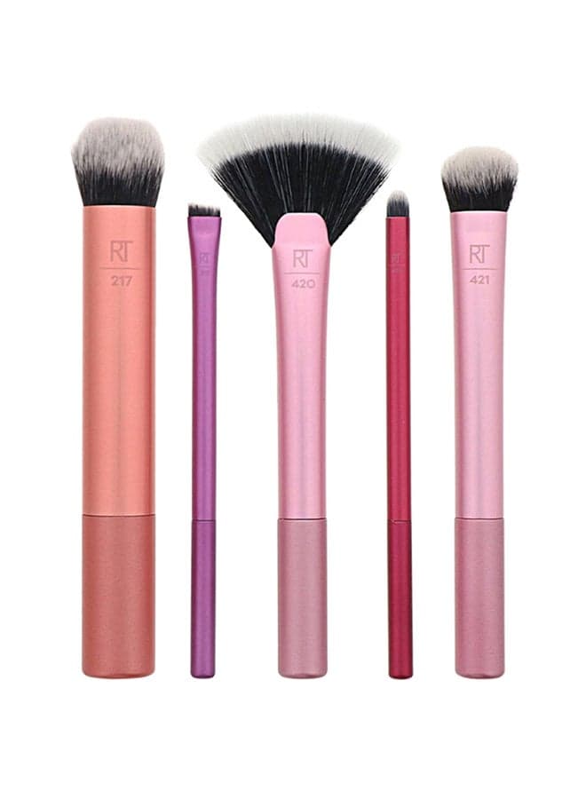 5-Piece Artist Essential Makeup Brush Set Pink/Brown/Black