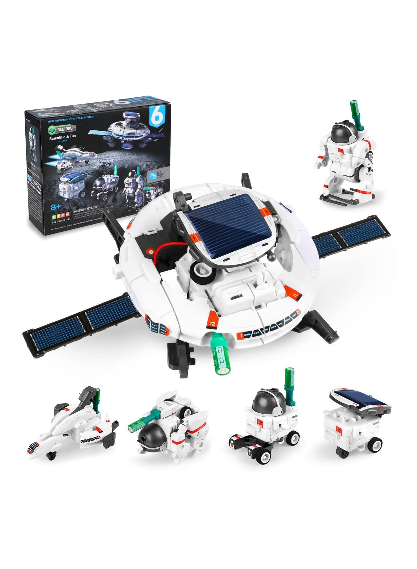 STEM Projects Toy for Kids, 6-in-1 Solar Robot Kit Science Educational Set, DIY Building Solar Robot Toys Gift for Boys Girls , Solar and Battery Powered