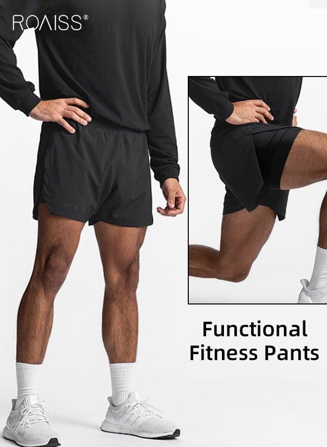 Men's Functional Sports Fitness Pants Made with Skin-Friendly, Breathable Wear-Resistant and Quick-Drying Fabric Comfortable Loose Fit, Designed for Optimal Performance During Training and Various Workouts Black