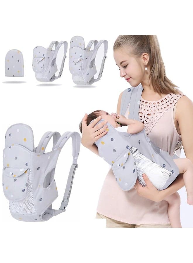 4-in-1 Baby Carrier Newborn to Toddler, Soft Baby Wrap Carrier for Newborn,Shoulder Strap Grid Breathable Infant Sling,Carrier Toddler Carrier Baby Wraps Carrier forGirl and Boy 8-45 lbs(Grey)