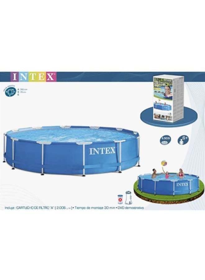 Superior Strength And Longer Durability Sturdy Circular Unisex Metal Frame Set Foldable Portable Lightweight Swimming Pool Blue Color 28200 Summer Splash Fun Water Pla