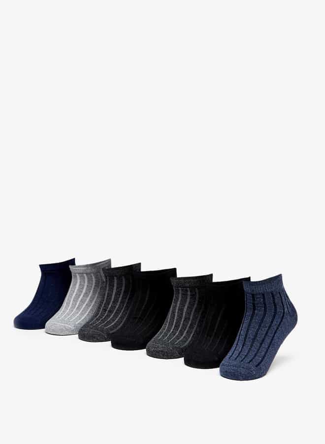 Boys Striped Ankle Length Socks - Set of 7