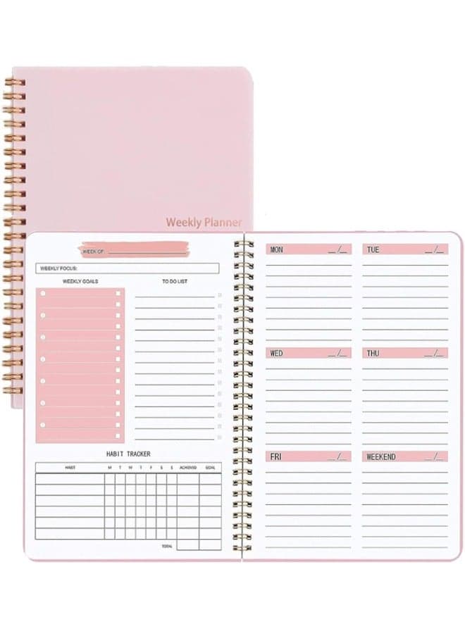 Weekly Planner Undated, A5 To Do List Notebook Weekly Goals Schedule Planner Daily Planner Notebook Weekly Goals Planner for Work & Personal Life