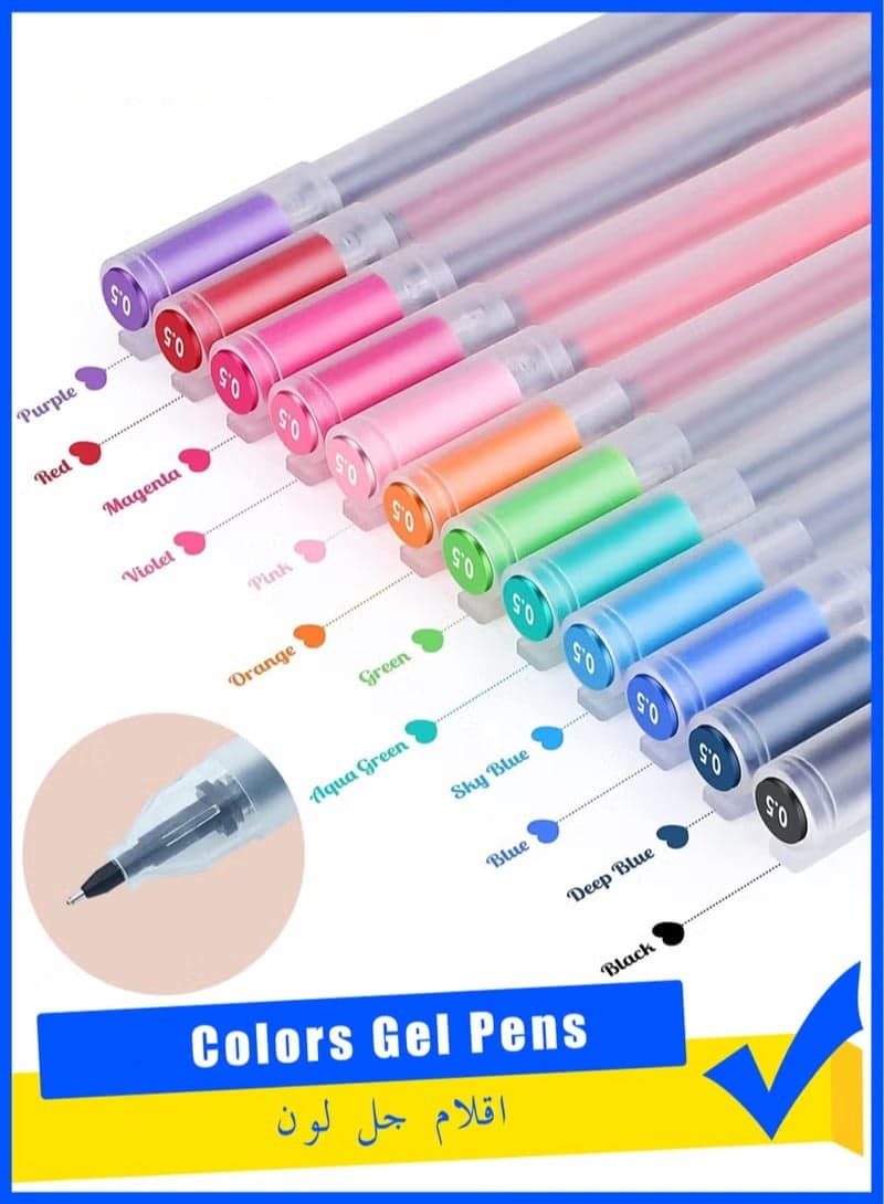 12 Colors Gel Pens, Color Pens Ball Point Pens Fine Point, 0.5 mm Ink Pen, Note Taking Pens for Office School Stationery Supplies