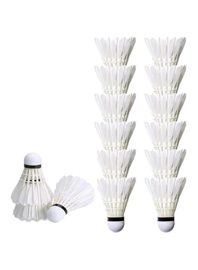 Badminton Birdies Shuttlecocks High-Speed Goose Feather Pack of 12 Durable and Stable for Indoor and Outdoor