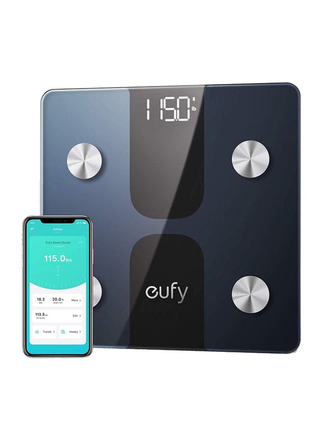 eufy Smart Scale C1 with Bluetooth, Body Fat Scale, Wireless Digital Bathroom Scale, 15 Measurements, Weight/Body Fat/BMI, Fitness Body Composition Analysis, Black, lbs/kg