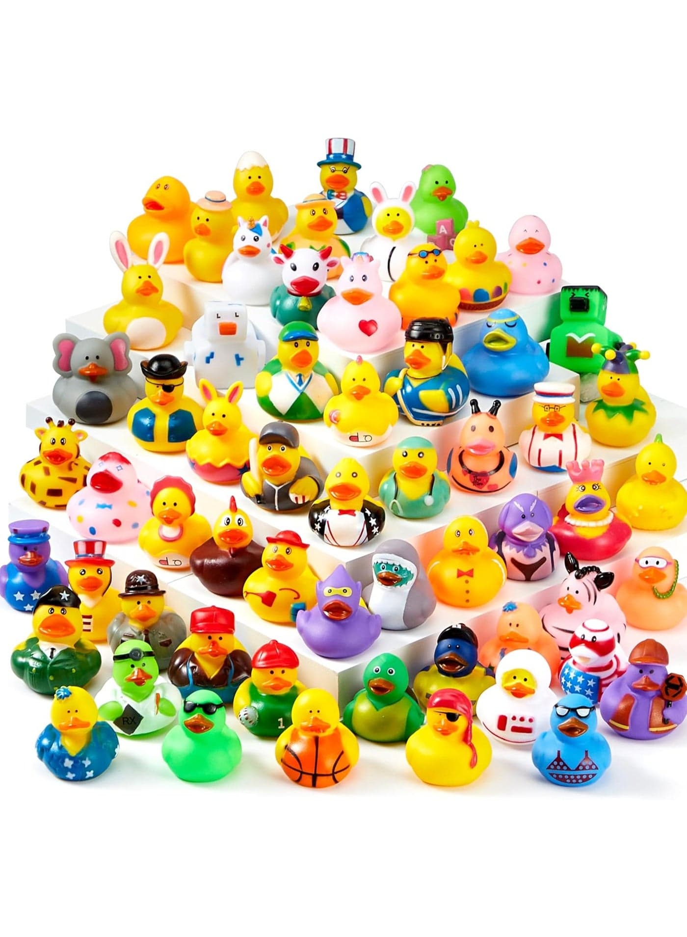 20 Pcs Rubber Ducks, Random Assortment Ducks Bulk with Mesh Carry Bag, Mini Rubber Duckies for Baby Bath Toys, Kids Toddler Summer Pool Toys Birthday Gifts Party Favors