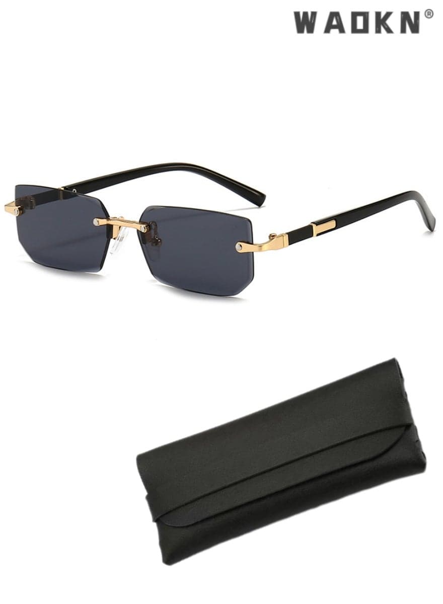 New Rimless Fashion Trend Sunglasses Personalized Sunglasses UV Protection Unisex,Fashion Rimless Rectangle Sunglasses for Women Men Square Glasses Ultralight UV400 Eyewear