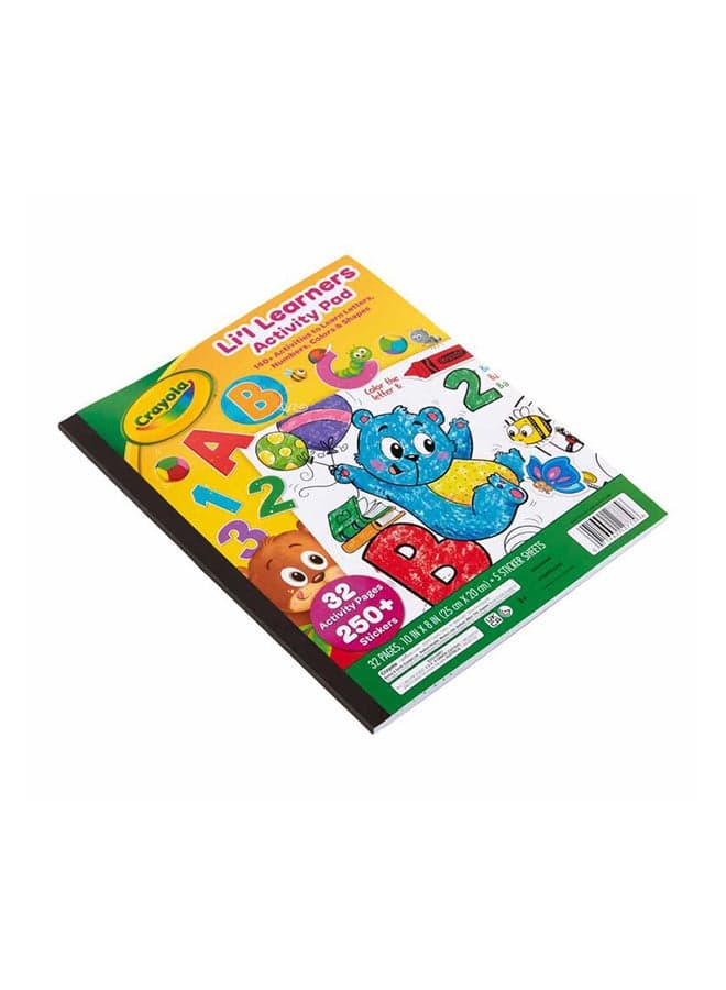 Lil' Learners Activity Pad, 32 Pages + COLORING & STICKER BOOK – Multicolour | includes 32 coloring and activity pages with 250+ stickers | perfect for on-the-go coloring | Recommended for ages 3 years and up