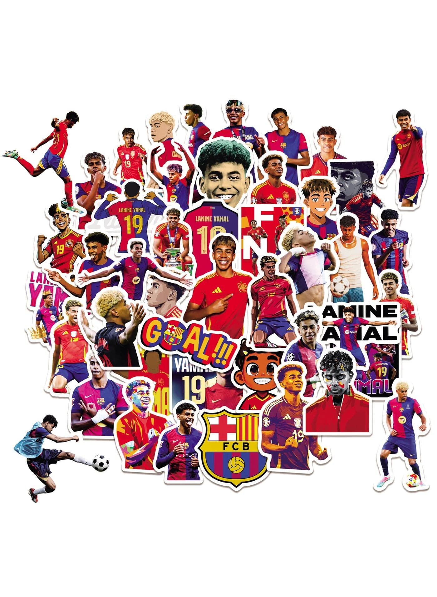 50-Piece Lamine Yamal Cute Vinyl Waterproof Sticker