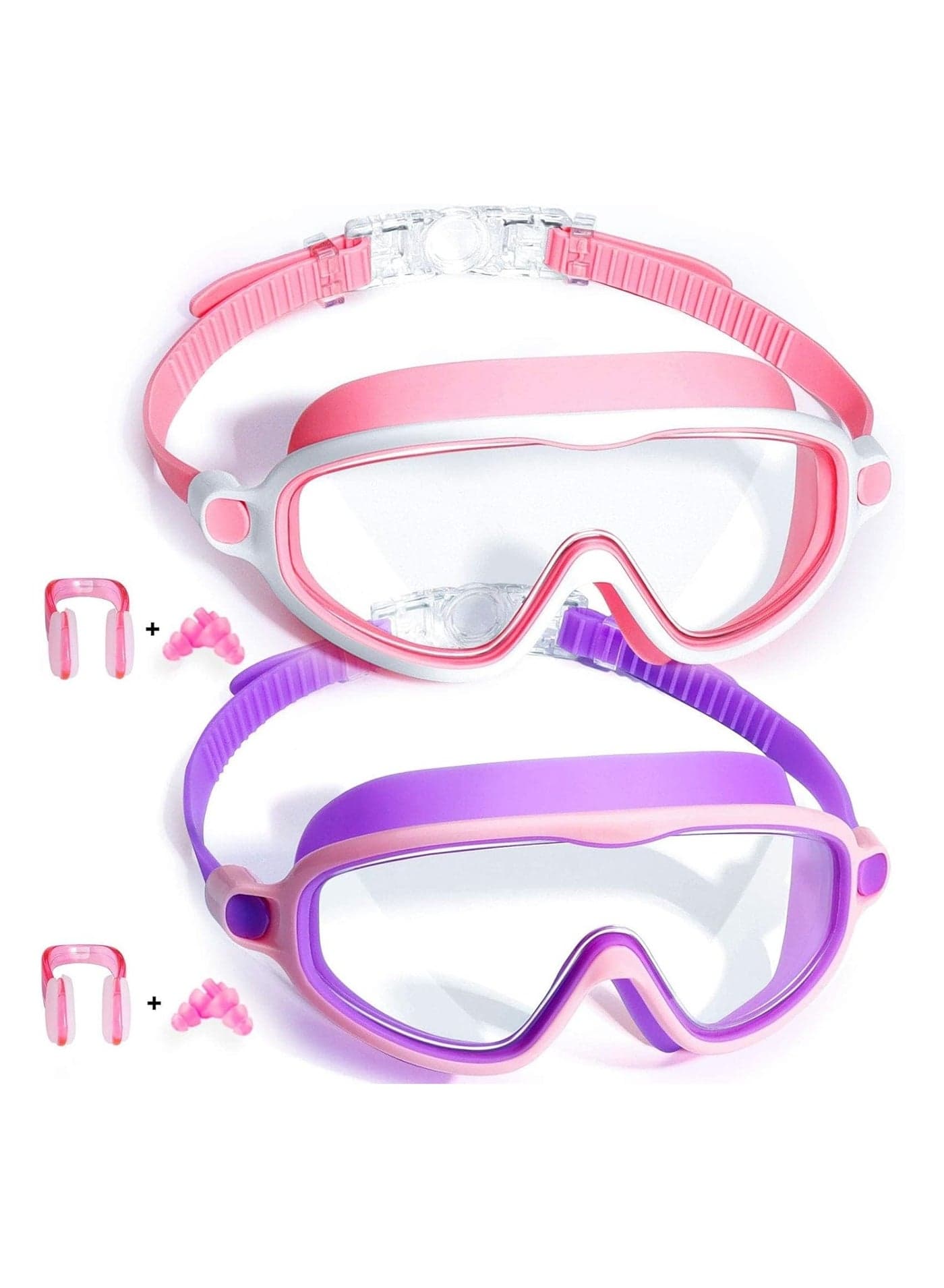 Kids Swim Goggles 2 Pack Anti-Fog Anti-UV Wide View Swimming Goggles Pool Goggles for Kids 3-15