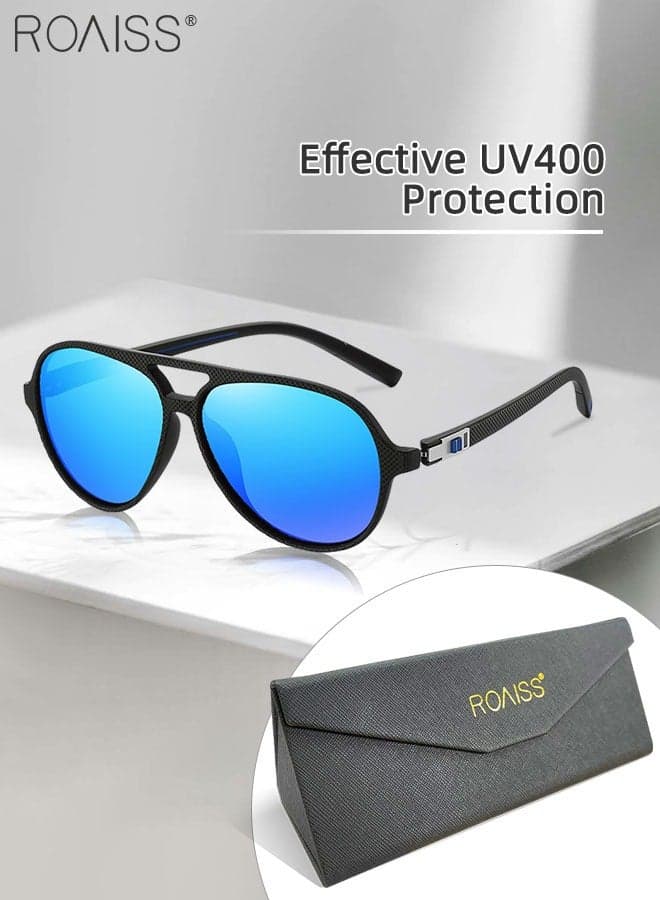 Men's Polarized Aviator Sunglasses, UV400 Protection Sun Glasses, Stylish Anti-glare Lightweight Driving Shades, Outdoor Fishing Leisure Double Bridge Eyewear for Boating, Beach, Golf