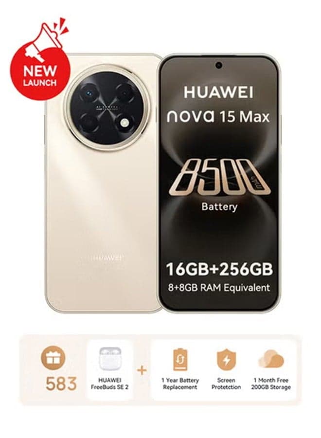 nova 15 Max Dual SIM Blush Gold 8+8GB RAM 256GB + FOC + Exclusive 1 year Huawei Care+ With freebuds SE 2 - Middle East Version