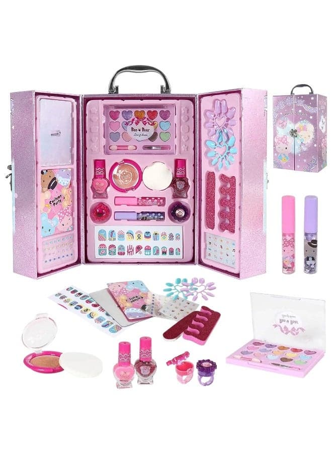 Kids Makeup Toys for Girls,Safe Non-Toxic and Washable Makeup Toys Set with Handles, Princess Birthday Gifts for 5-12 Years Old Girls