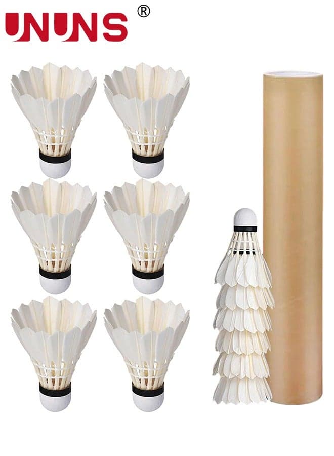 Shuttlecocks Set, 6-Pack – Goose/Duck Feather Head with Storage Tube