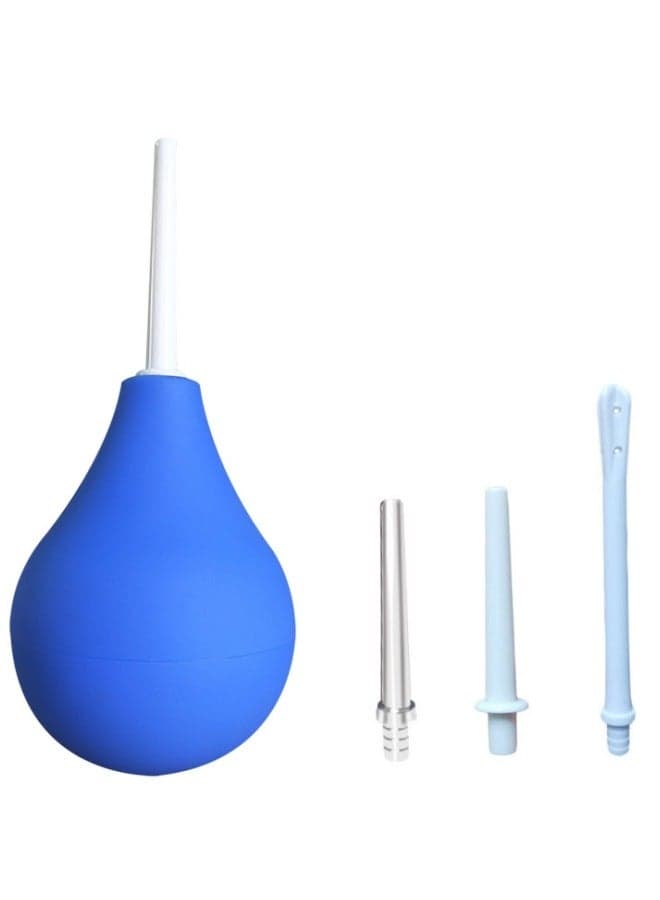 224ml Enema Bulb Kit Douche Cleaner Enema Kit for Women Men with 4 Replaceable Nozzles(Blue)