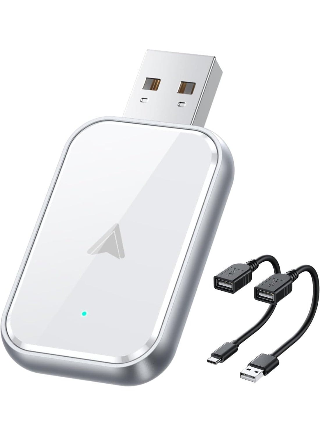 Wireless Android Auto Adapter for Factory Wired Android Auto, Plug and Play Auto Reconnection with USB-C and Type-C Connectors, White