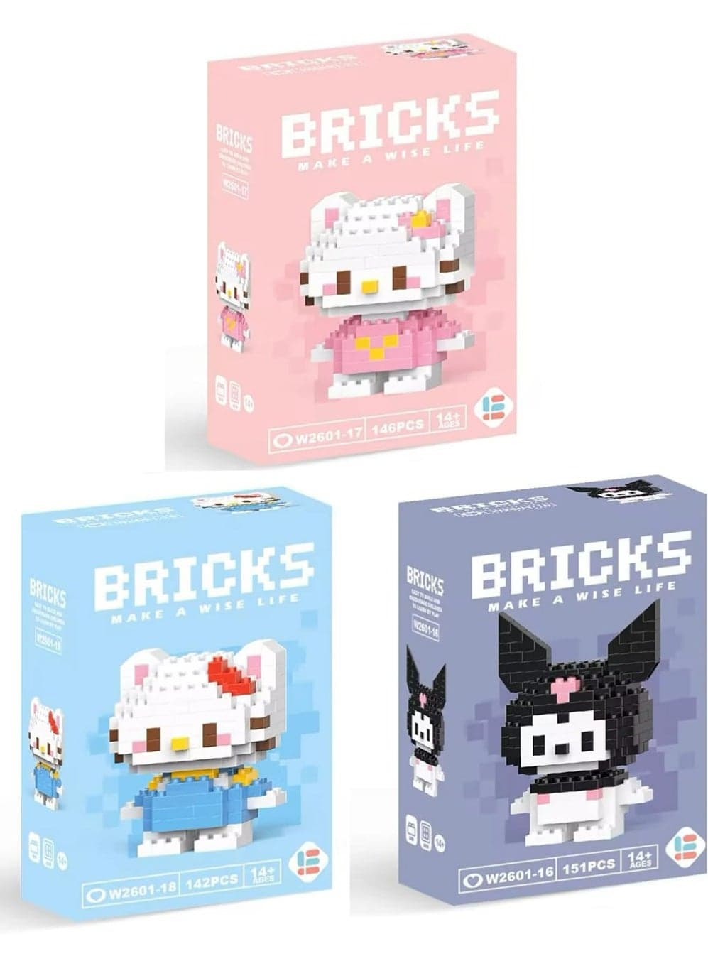Micro Mini Building Blocks Anime Character Set (500+ Pieces), Ages +14, Toys Gifts for Kids and Adults (3 Pack)
