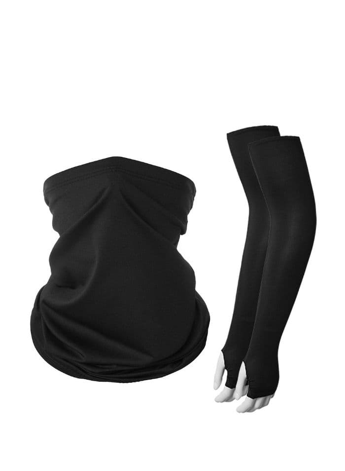 3-Pieces Neck Gaiter Mask for Men Women Bandana Face Cover Scarf Cycling Outdoors Sports Soft Elasticity Quick-dry with Cooling Ice Silk Arm Sleeves Summer UV Sun Protection