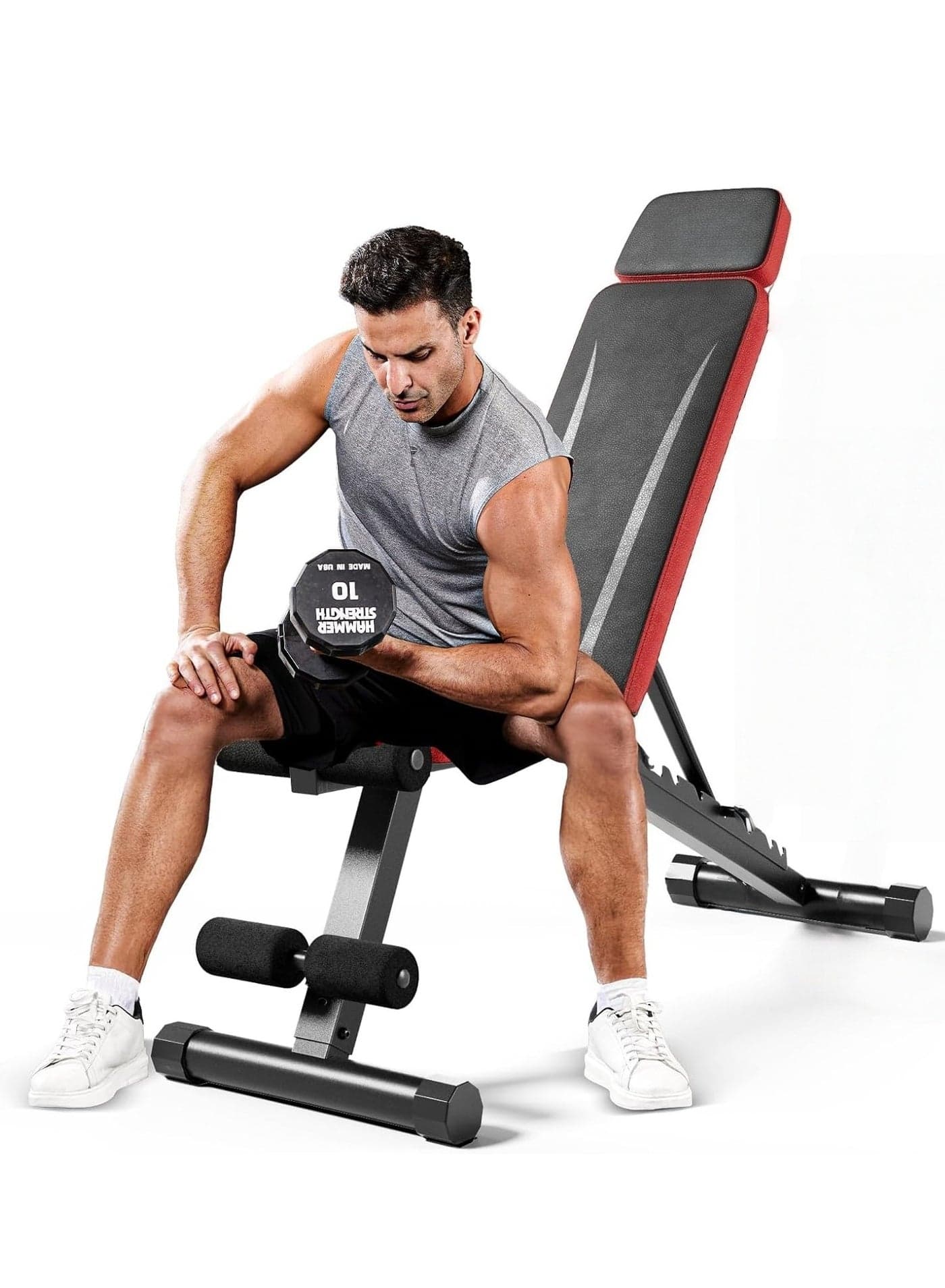 MASTON Adjustable Weight Bench, Workout Bench with Adjustable Headrest for Full Body Workout, Fast Folding 660LBS Stable Weight Bench for Men Women Versatile Workouts and Workout Bench for Home Gym