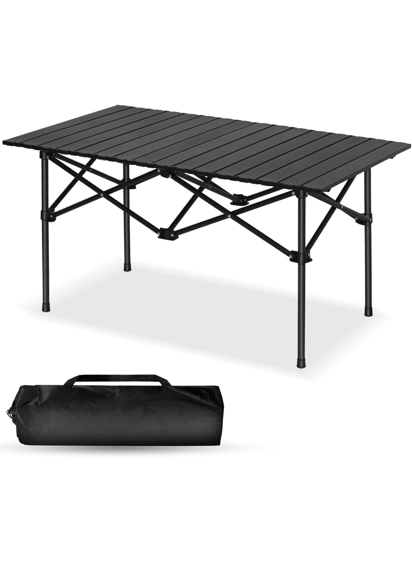 Outdoor Camping Folding Table,Lightweight Folding Table with Aluminum Table Top and Carry Bag, Easy to Carry, Perfect for Outdoor, Picnic, Cooking, Beach, Hiking (95×57×50cm)