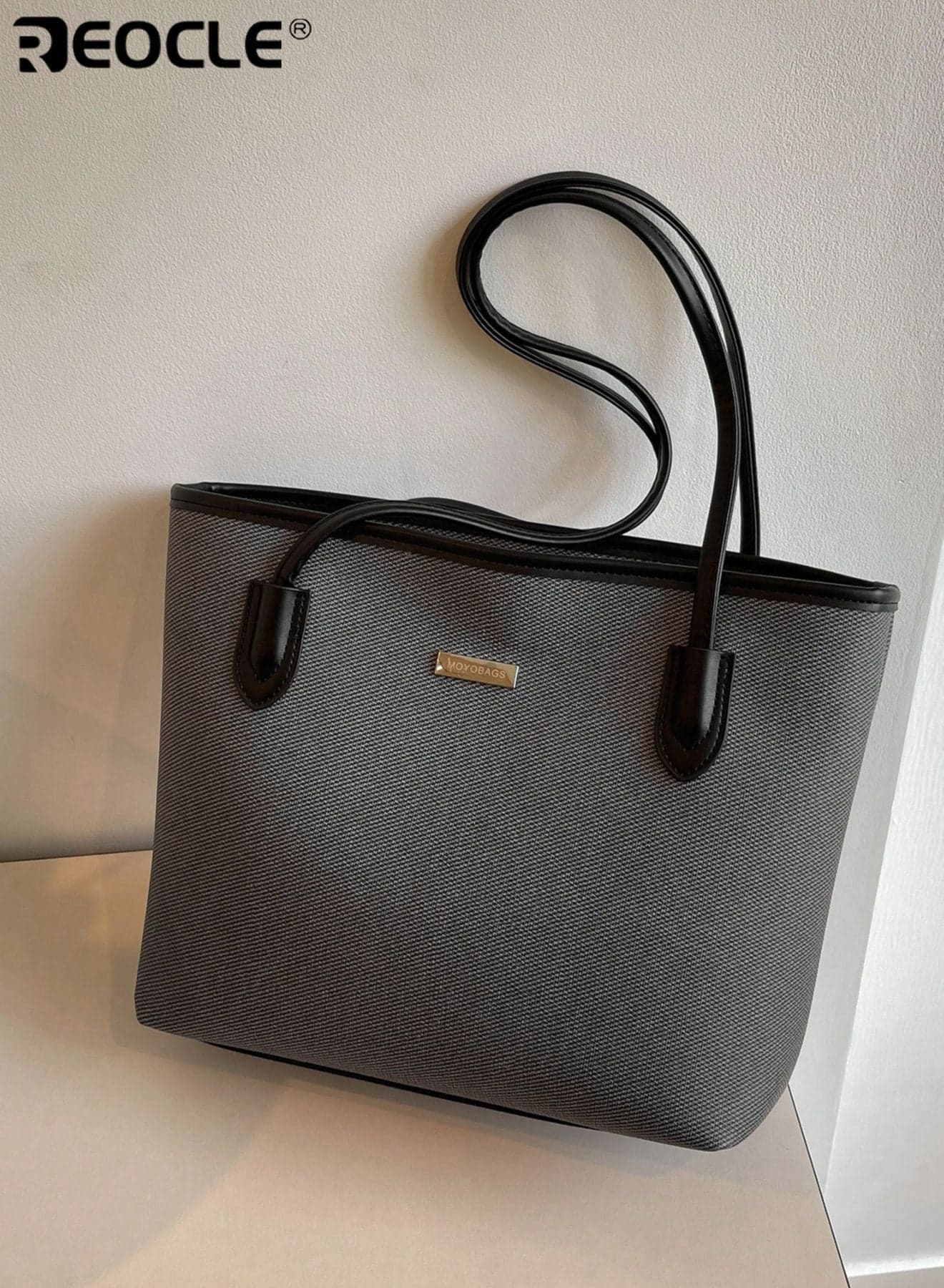 Women's Textured Tote Bag with Structured Panels & Top Handles Stylish Large Capacity Shoulder Bag for Daily & Work Use