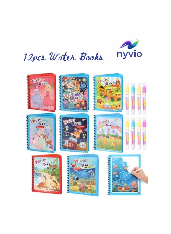 12Pack Kids Party Favors Return Gifts for Birthday Giveaways|Reusable Water Coloring Books for Toddlers| Bulk Mini Toys & Goody Bag Fillers| Small Gifts for Kids, Piñata Stuffers & School Party Giveaways