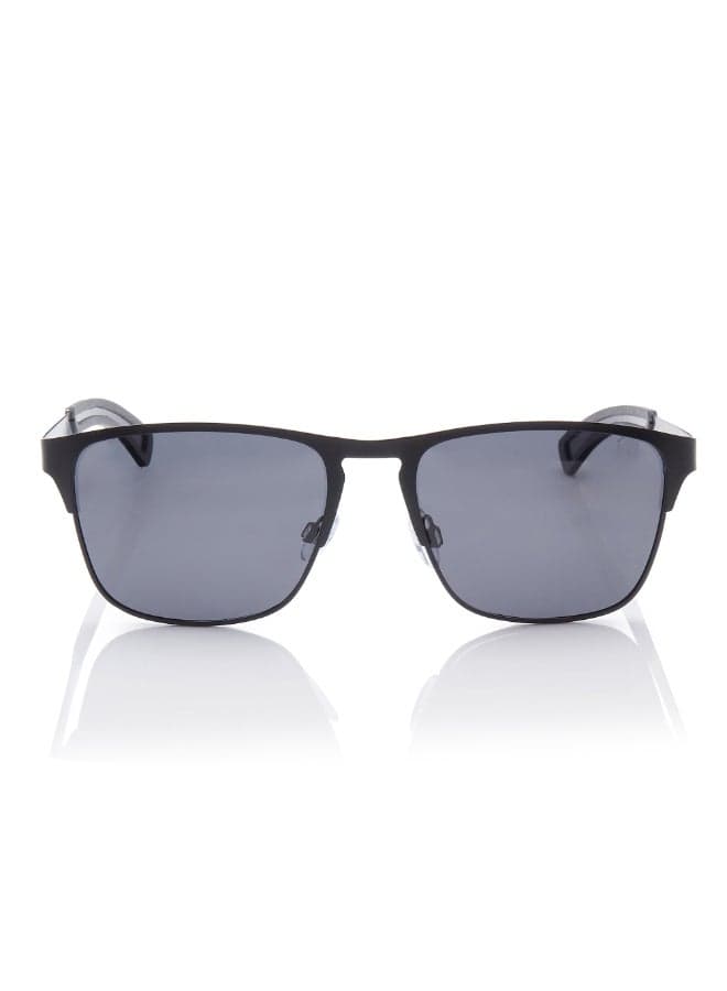 Men Polarized Sunglasses Grey Frame Matte Black Mirror Lens 56mm - LC1222C01