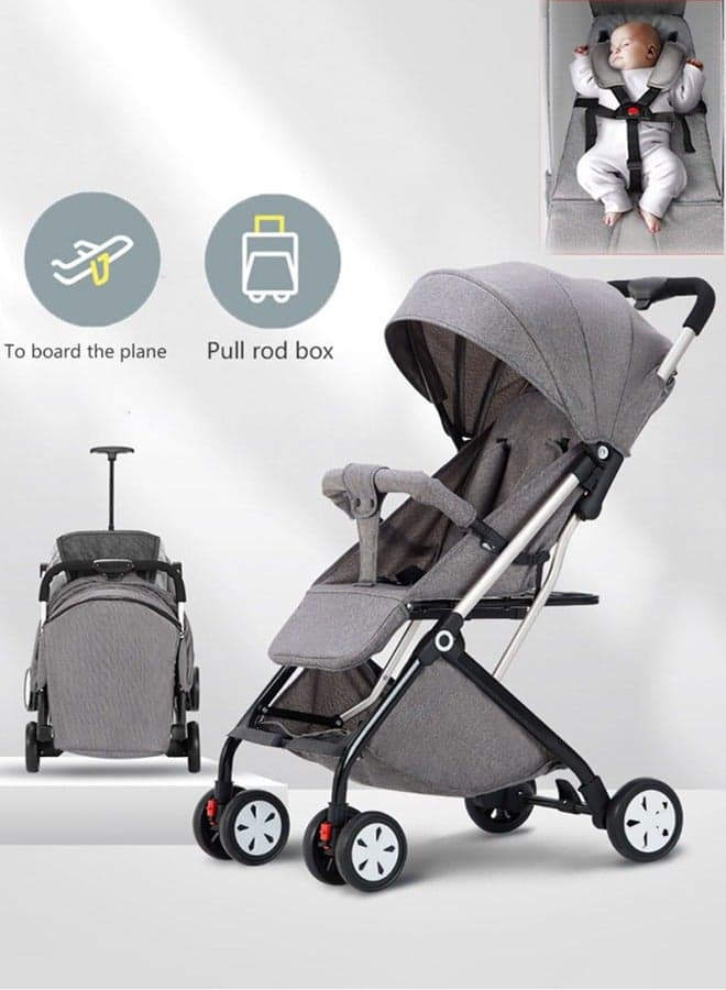 Baby Stroller, 2 in1 Lightweight Toddler Travel Stroller for Airplane,Umbrella Stroller,High Landscape Bassinet Pram for Infant & Toddler,5-Point Harness,Adjustable Backrest,0-3years