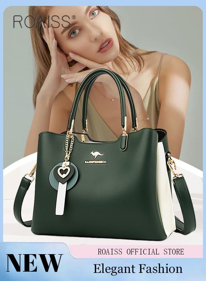 PU Leather Women Shoulder Bag Women's Handbag Elegant Patent Leather Bag Waterproof Handbag Shoulder Bag Women Large Capacity Bag Crossbody Tote Bag Green Lightweight Portable and Waterproof