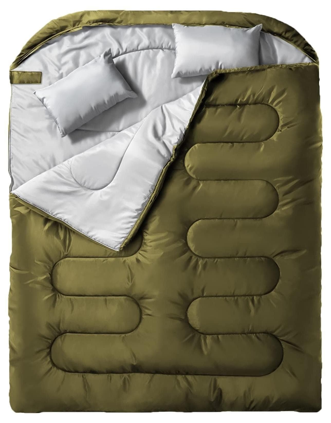 Double Sleeping Bag - Lightweight Waterproof Adult and Kids Camping Sleeping Bag with Compression Bag, Sleeping Pillow, Backpacking Sleeping Bag for Outdoor Camping, Hiking and Travel