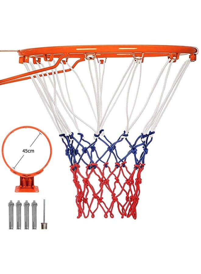 Basketball Net,Heavy Duty Basketball Net Replacement,All Weather Anti Whip,Basketball Hoop Net,Indoor Outdoor Basketball Net Rim 45CM,Hoop Fit For Standard Size 7 Basketball,12 Loops