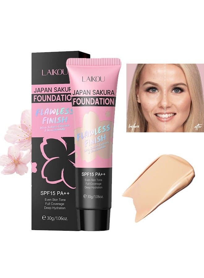 Sakura Foundation- Matte Liquid Concealer Foundation Flawless Soft Long Lasting Foundation Makeup Waterproof Full Coverage Face Makeup Strong Concealer Foundation For Oily Acne Skin #240