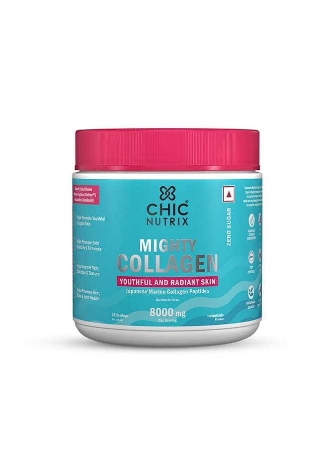 Mighty Collagen - 8g Pure Japanese Marine Collagen - 25 Servings, Lemonade Flavour