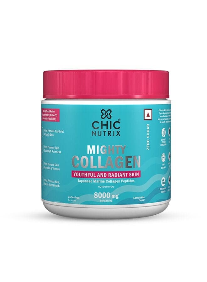 Mighty Collagen - 8g Pure Japanese Marine Collagen - 25 Servings, Lemonade Flavour