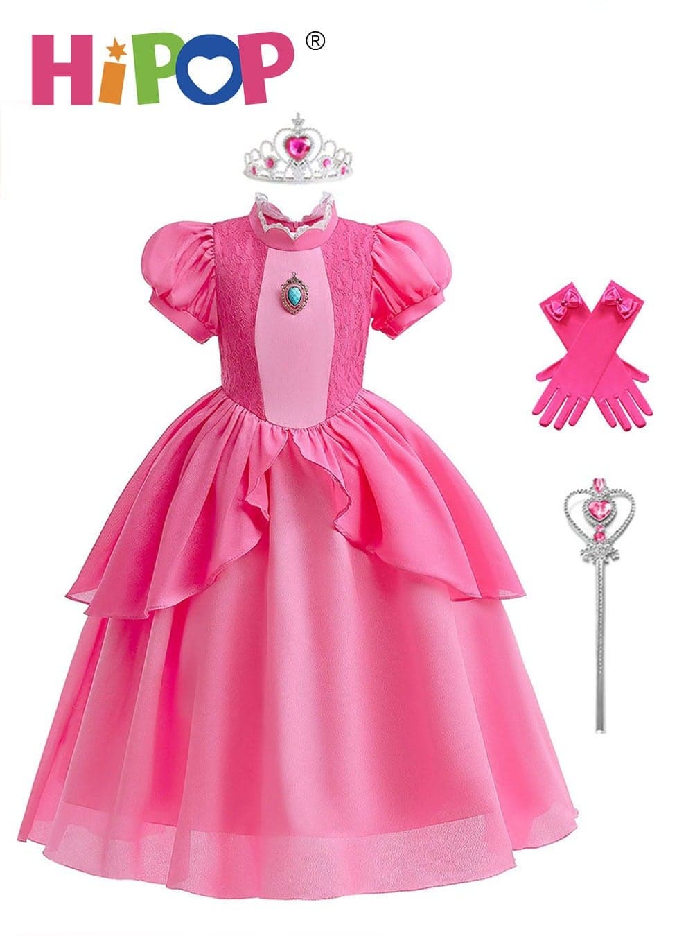 Girls Princess Dressing up with Accessories,Princess Costumes,Birthday Party Cosplay Outfits for Girls Gift