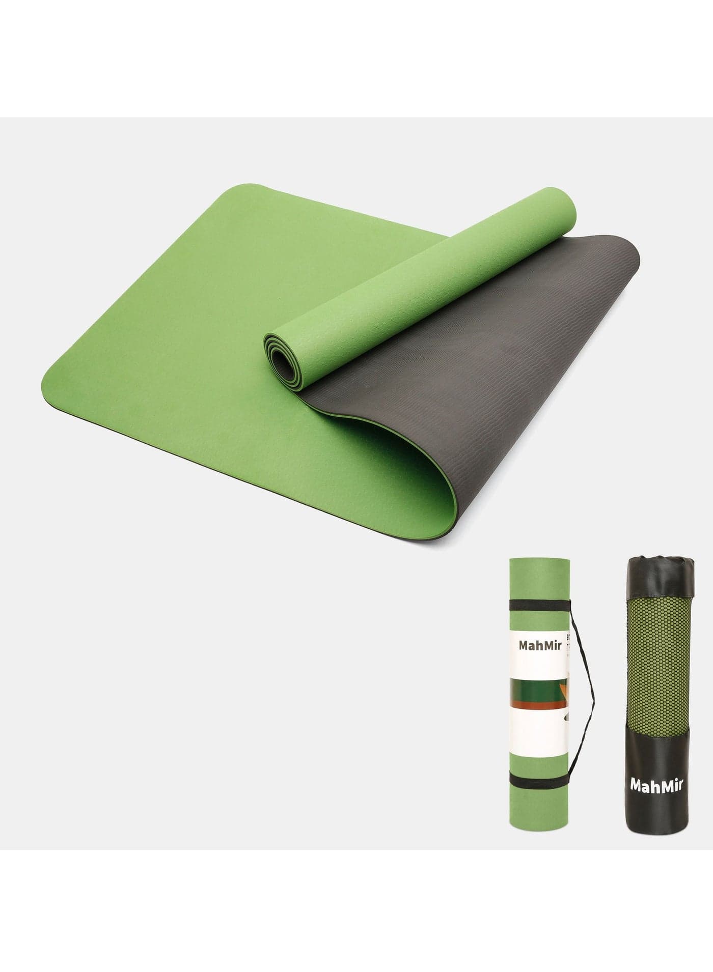 Yoga Mat Anti-Slip Exercise Mat With Carrying Bag Fitness Mat For Pilates 183Cm*61Cm*6Mm Thickness For Woman Man Beginners (Green + Black)